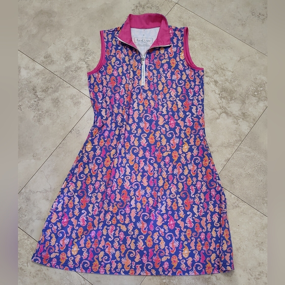 Ana Clare Dresses & Skirts - NEW Ana Clare Lexi Swing Sleeveless Dress Womens Sz S Purple, Pink Seahorses